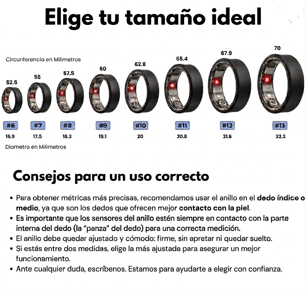 Anillo Inteligente Titanio Con IA - Salud Sueño Estrés Ritmo Cardíaco Deportes